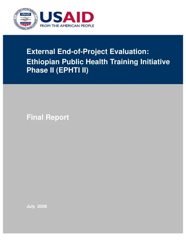 External end-of-project evaluation : Ethiopian public health training initiative phase II (EPHTI II)