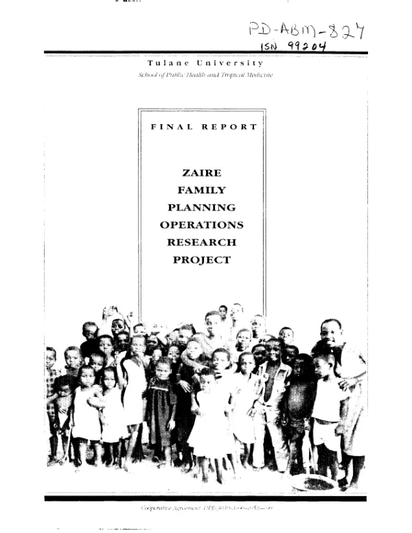 Final report : Zaire family planning operations research project