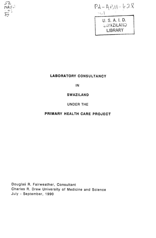 Laboratory consultancy in Swaziland under the primary health care project