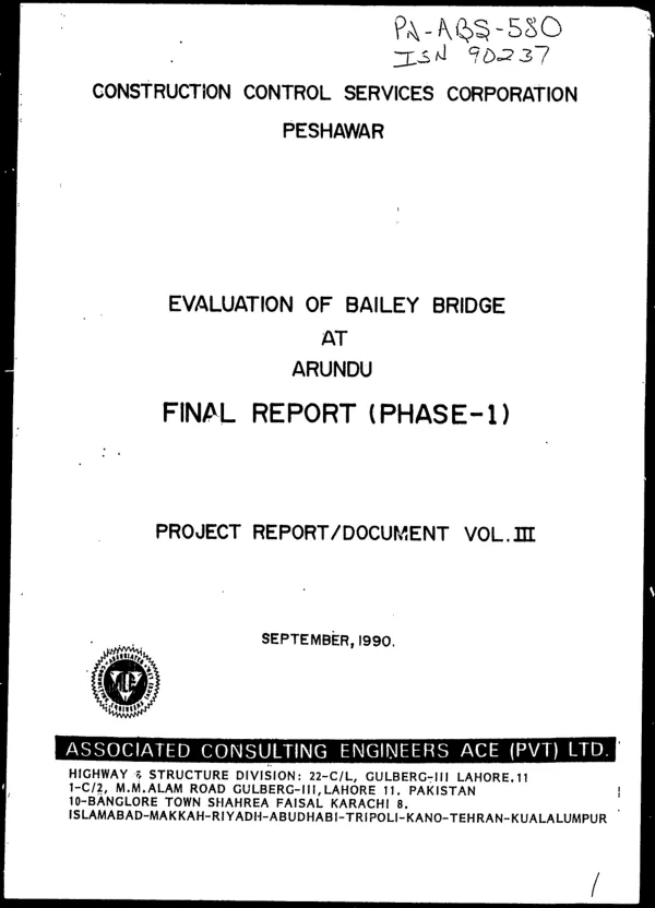 Evaluation of Bailey Bridge at Arundu : final report (phase 1) -- project report/document vol. III