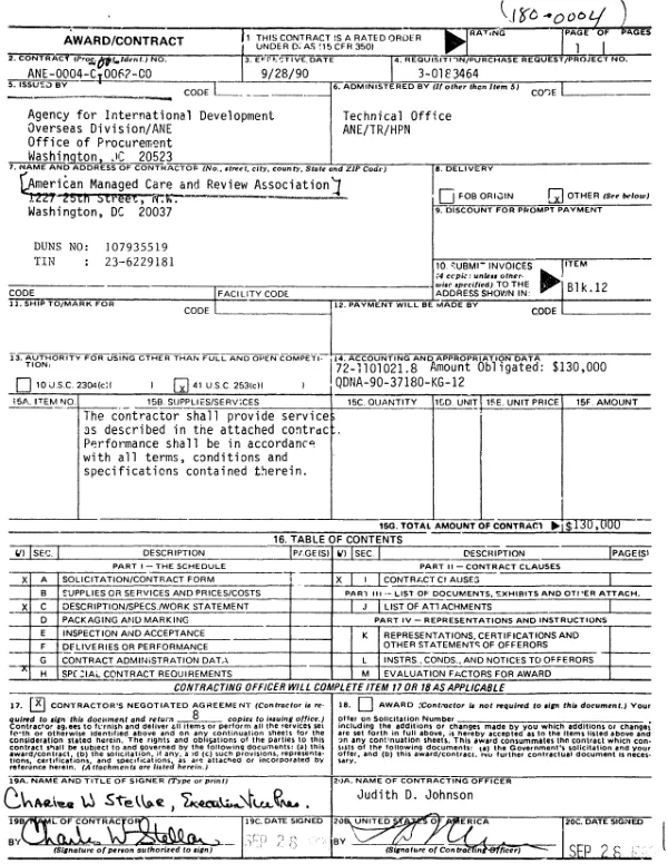 AID contract no. ANE-0004-C-00-0062-00 to American Managed Care and Review Association to explore health sector investment opportunities in Poland and Hungary