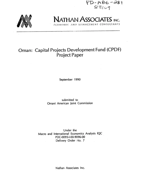 Oman : capital projects development fund (CPDF) project paper