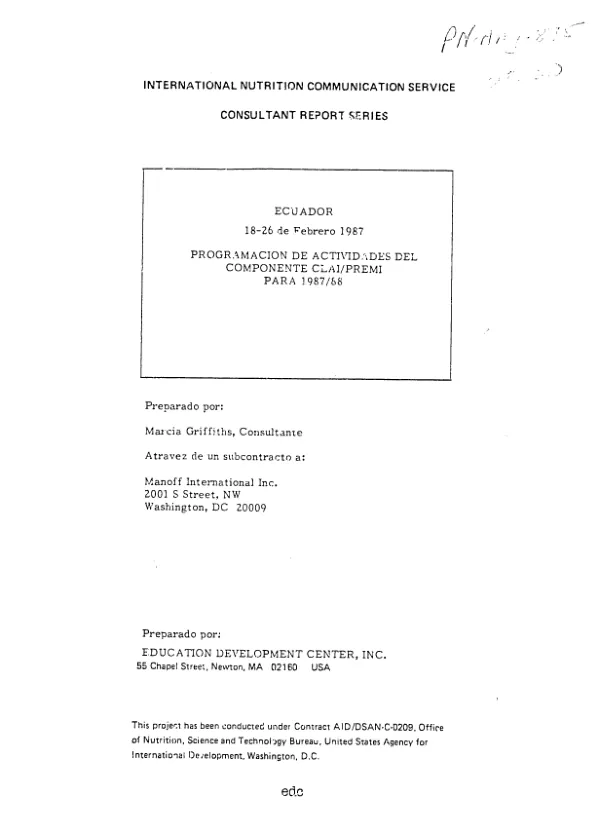 AID grant no. OTR-0230-G-00-0114-00 to Technoserve, Inc. to provide support for a program under AID"s Biden-Pell grant program