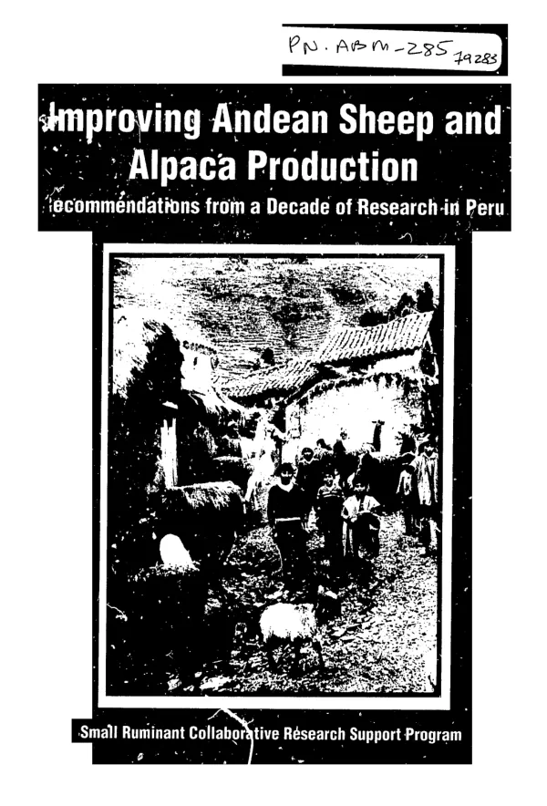 Improving Andean sheep and alpaca production : recommendations from a decade of research in Peru