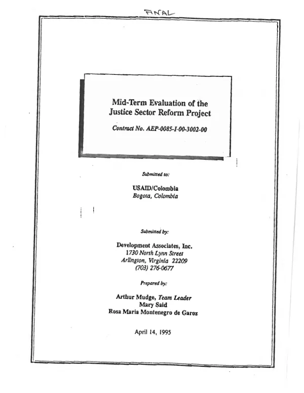 Mid-term evaluation of the justice sector reform project