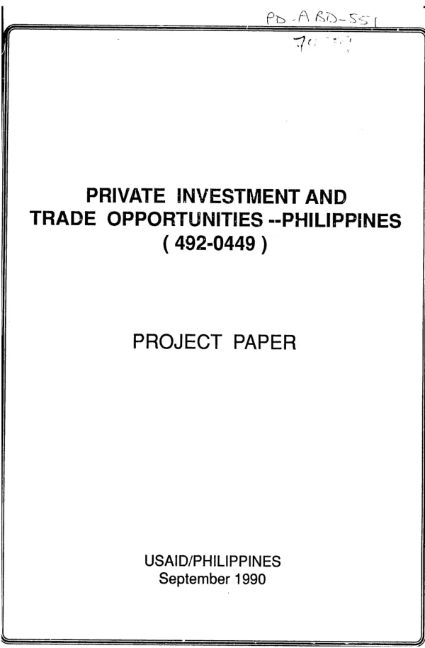 Private investment and trade opportunities : Philippines