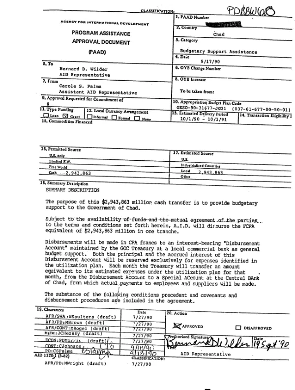 Chad : strengthening development ministries IV -- amendment no. 1