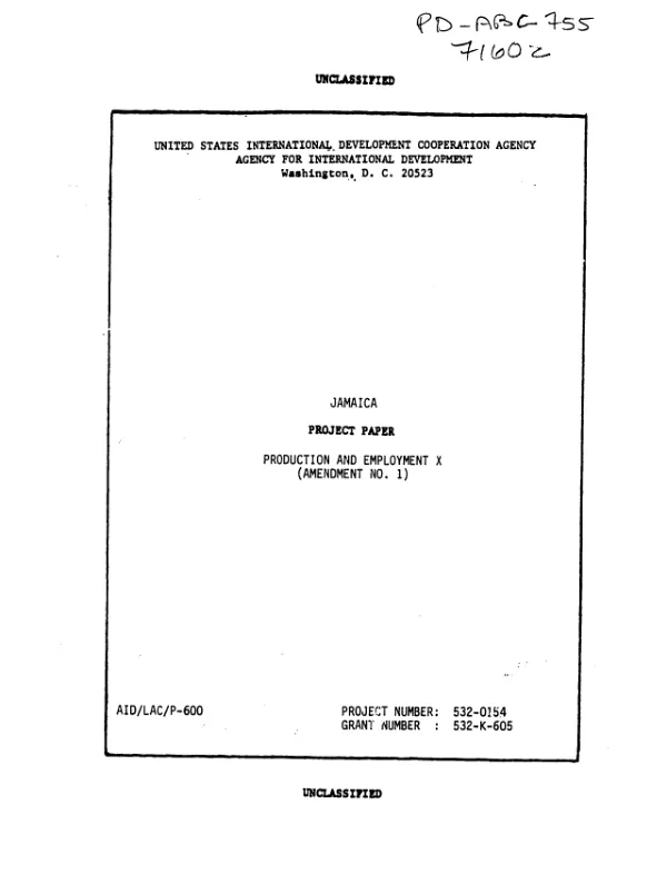 Production and employment X : amendment no. 1