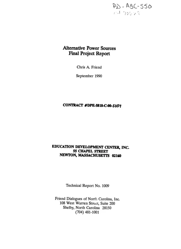 Alternative power sources : final project report