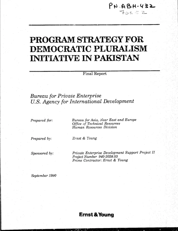 Program strategy for democratic pluralism initiative in Pakistan