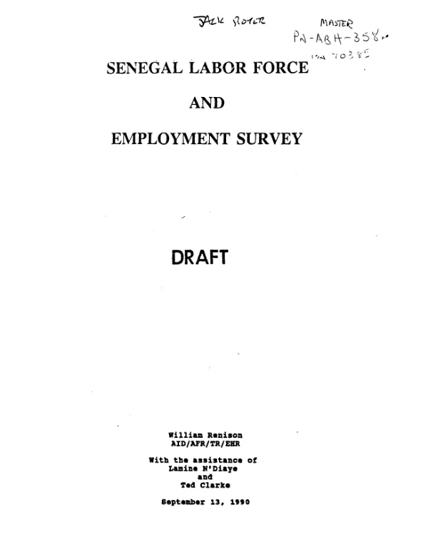 Senegal labor force and employment survey