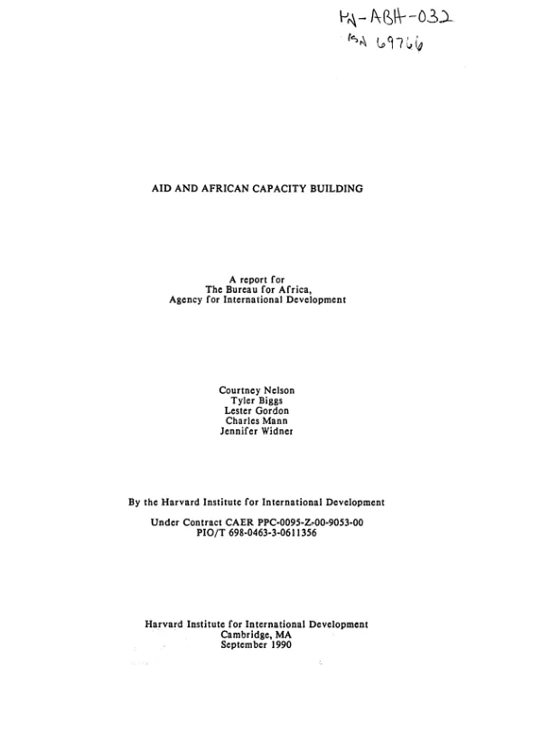 AID and African capacity building