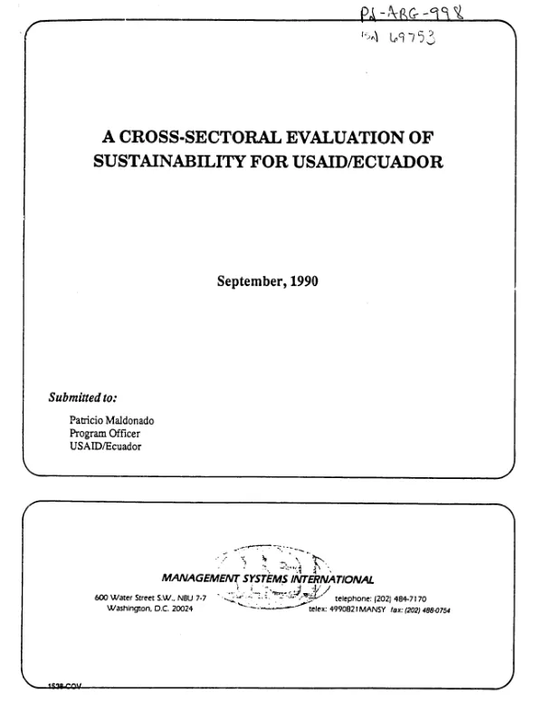 Cross - sectoral evaluation of sustainability for USAID/Ecuador