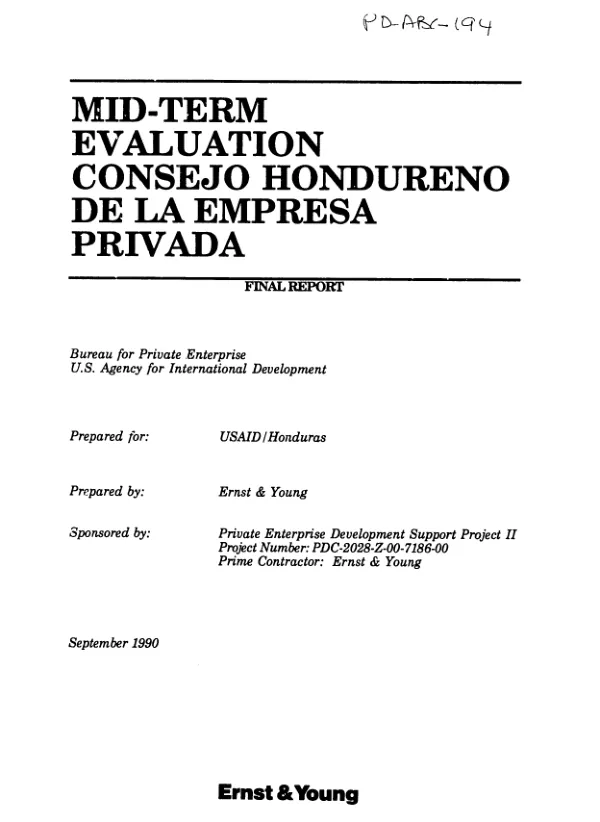 Mid-term evaluation Consejo Hondureno de la Empresa Privada [Honduran Council for Private Enterprise (COHEP)]