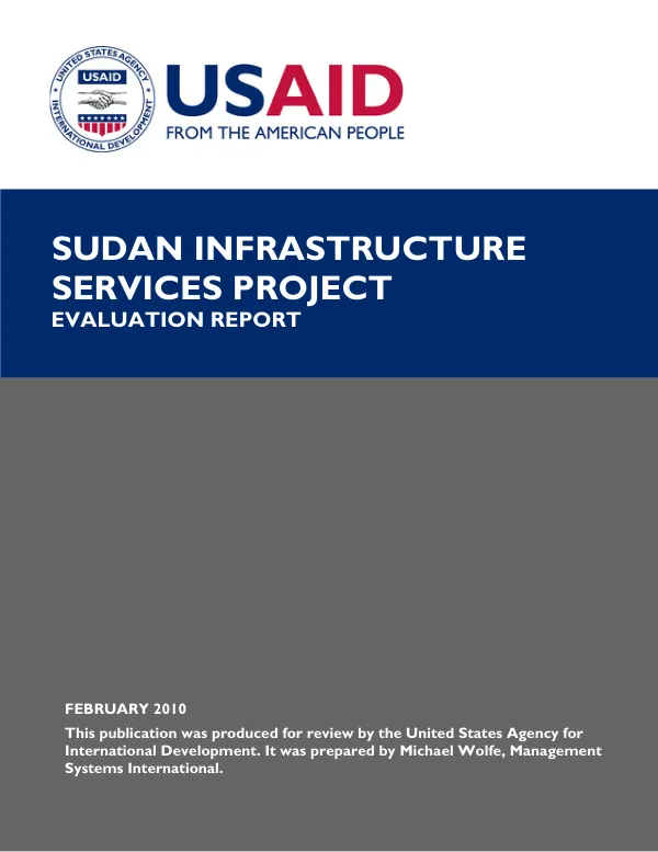 Sudan infrastructure services project : evaluation report