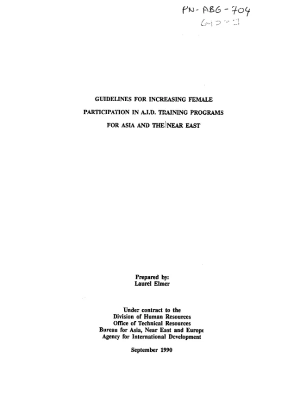 Guidelines for increasing female participation in AID training programs for Asia and the Near East