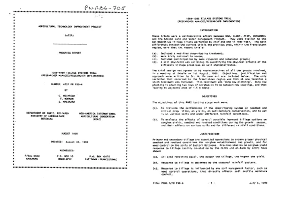 1988-1989 tillage systems trial (researcher managed/researcher implemented)