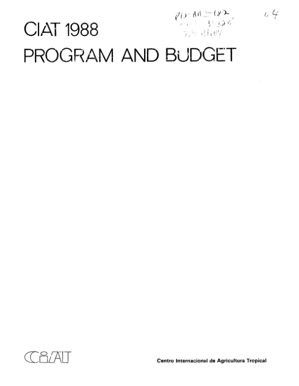 CIAT 1988 program and budget