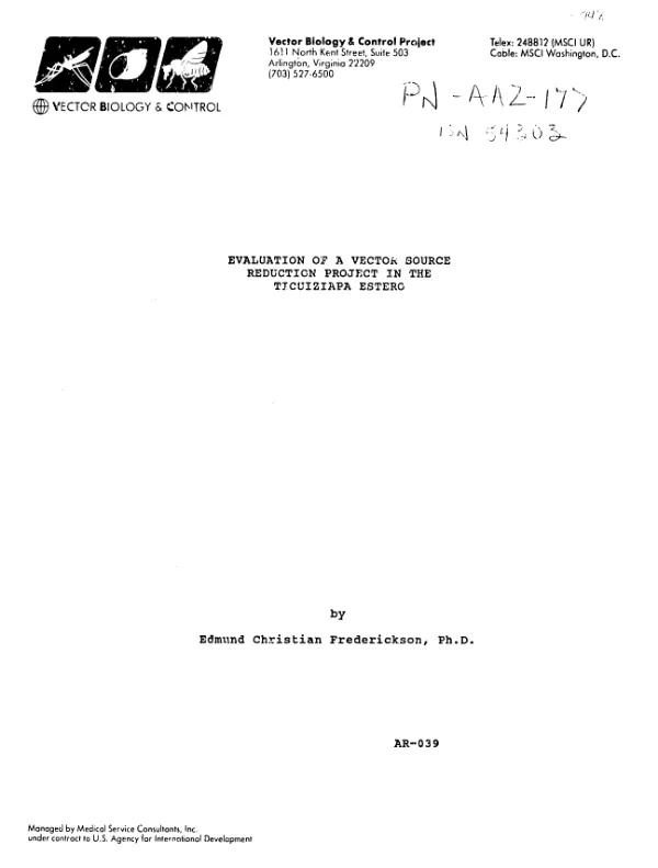 Evaluation of a vector source reduction project in the Ticuiziapa estero
