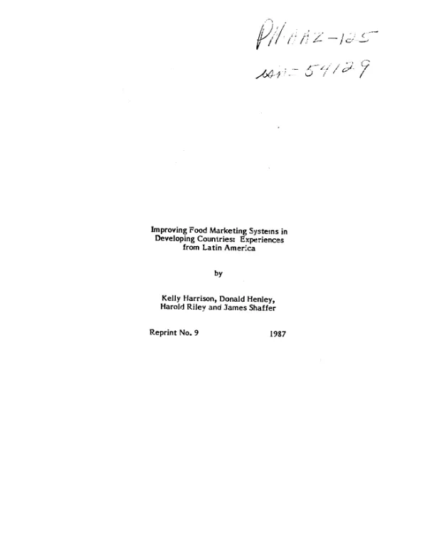 Improving food marketing systems in developing countries : experiences from Latin America