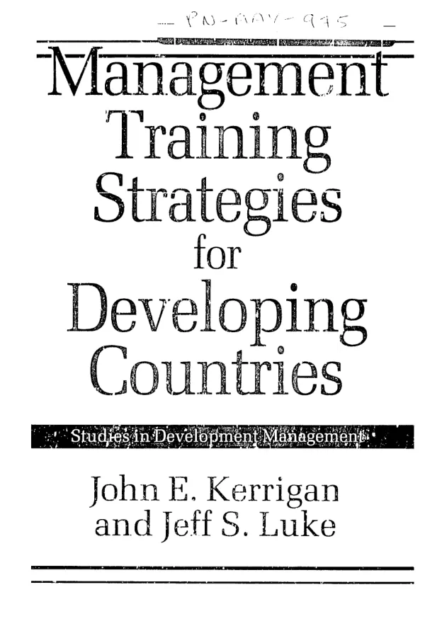 Management training strategies for developing countries
