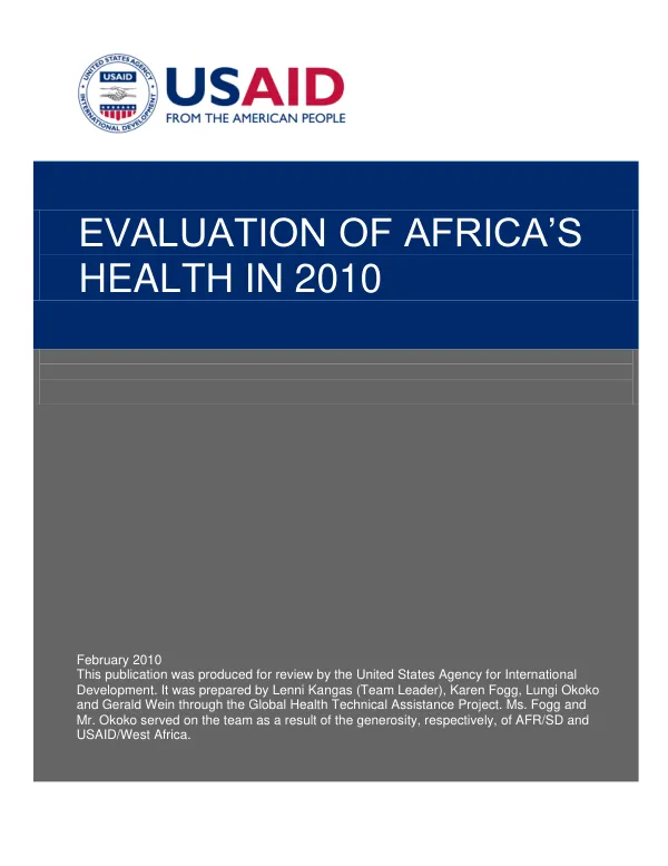 Evaluation of Africa's health in 2010