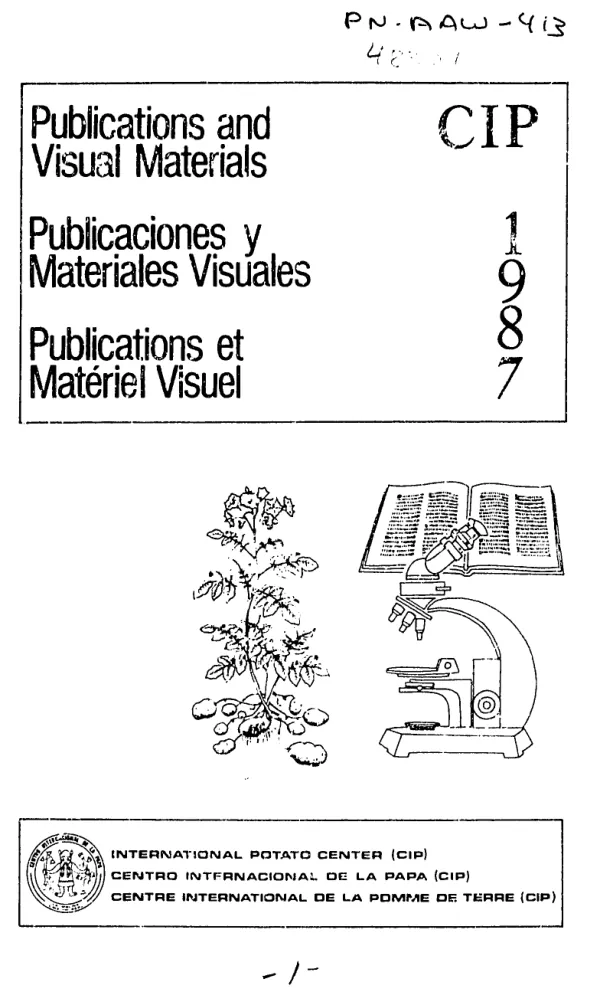 Publications and visual materials, CIP 1987 = Publicaciones y materiales visuales, CIP 1987 = Publications et materiel visuel, CIP 1987