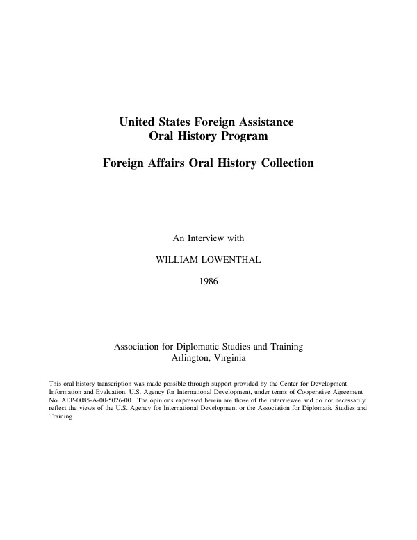 An interview with William Lowenthal