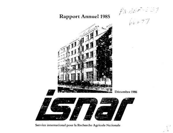 Rapport annuel 1985 : ISNAR, Service International pour la Recherche Agricole Nationale