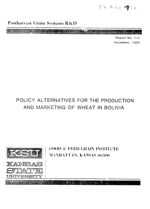 Policy alternatives for the production and marketing of wheat in Bolivia