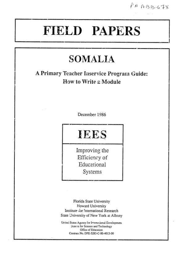 Somalia -- a primary teacher program guide : how to write a module