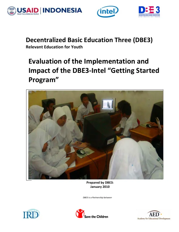 Evaluation of the implementation and impact of the DBE2-Intel 'getting started program'
