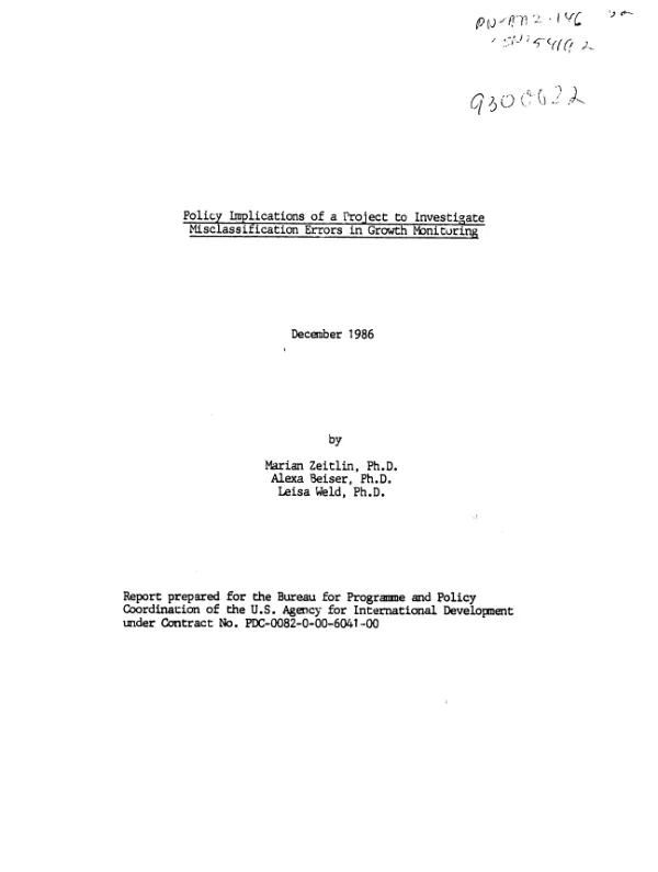 Policy implications of a project to investigate misclassification errors in growth monitoring