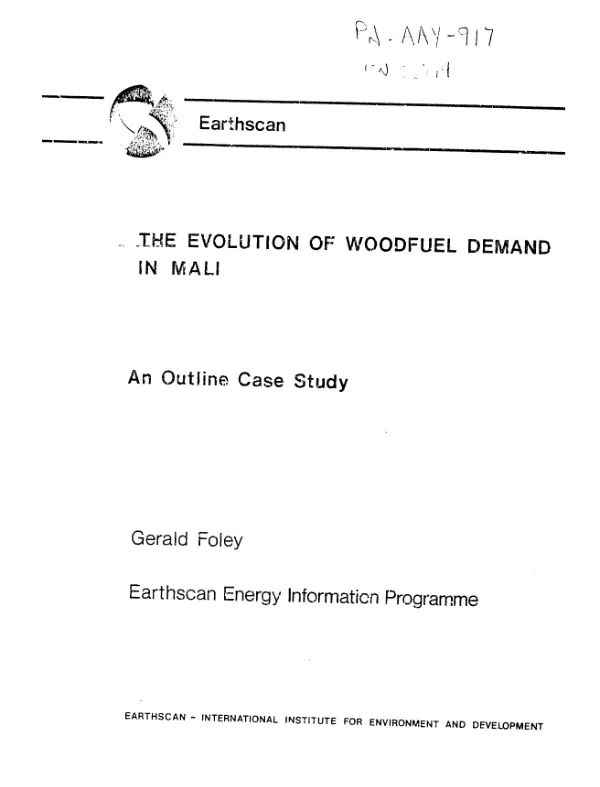 Evolution of woodfuel demand in Mali : an outline case study