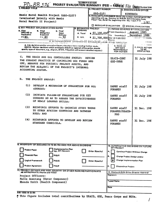 Basic rural health project (660-0107) : (evaluated jointly with basic rural health II project)