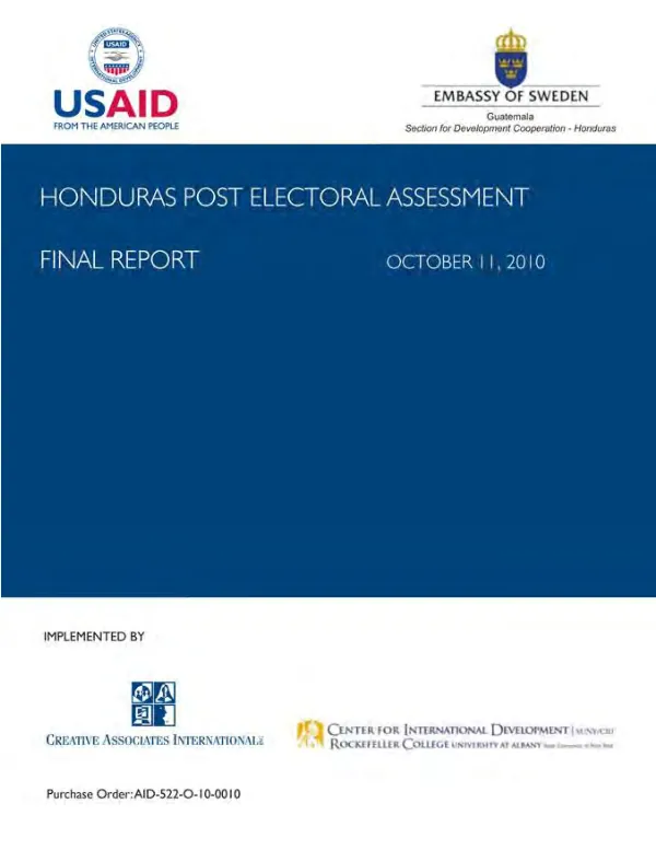 Honduras post electoral assessment : final report