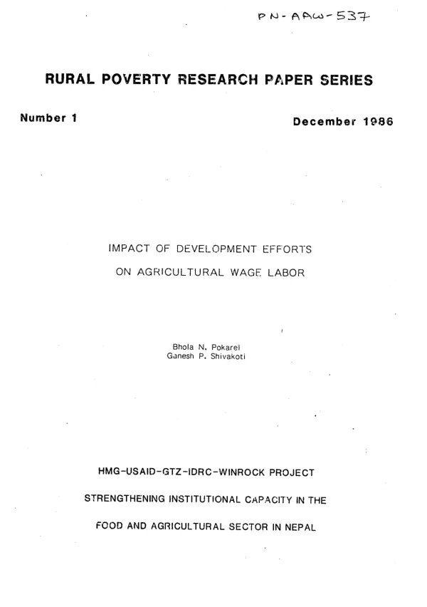 Impact of development efforts on agricultural wage labor