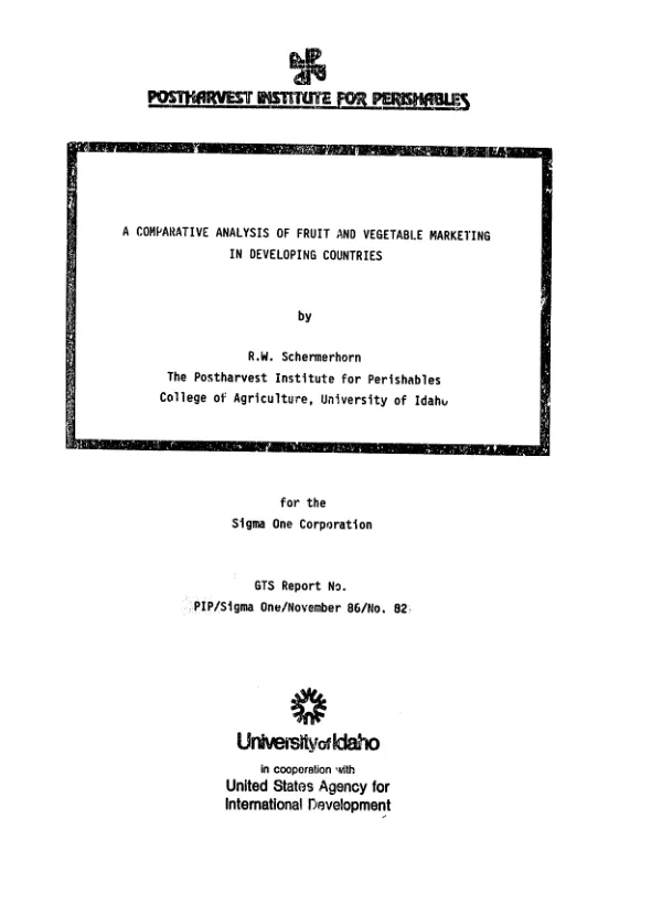 Comparative analysis of fruit and vegetable marketing in developing countries