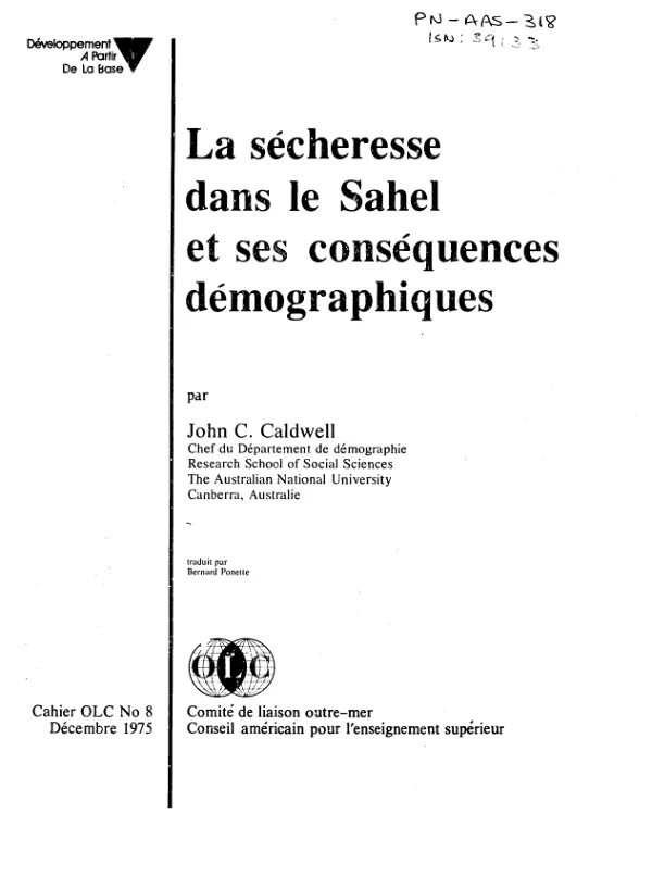Secheresse dans le Sahel et ses consequences demographiques
