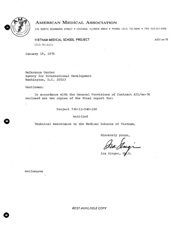 Vietnam medical school project : final report