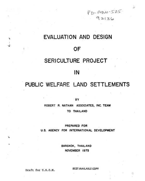 Evaluation and design of sericulture project in public welfare land settlements