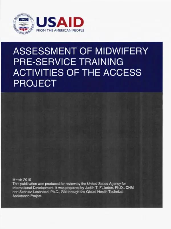 Assessment of midwifery pre-service training activities of the ACCESS Project