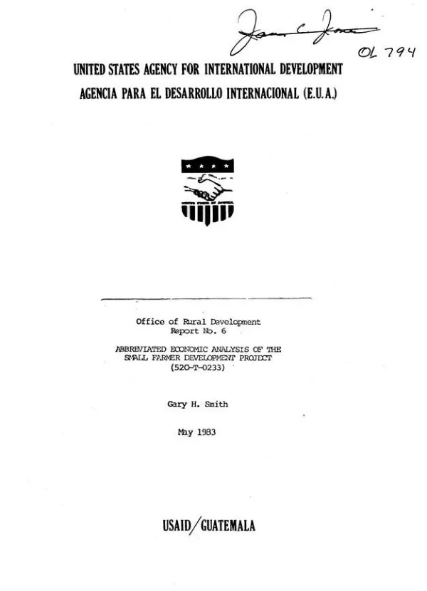 Abbreviated economic analysis of the small farmer development project (520-T-0233)