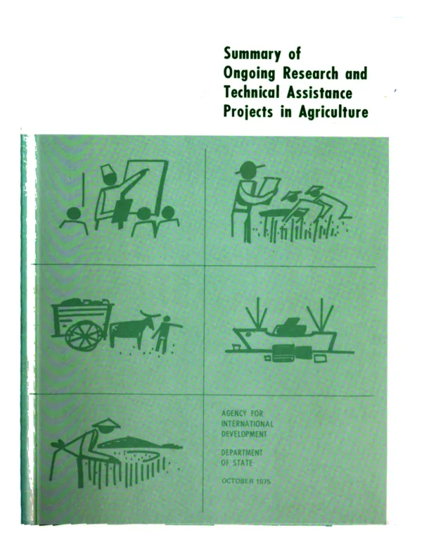 Summary of ongoing research and technical assistance projects in agriculture