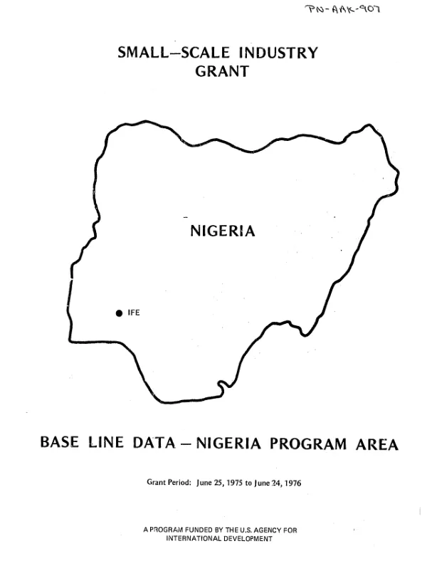 Federal Republic of Nigeria and areas served by the University of Ife : base line data