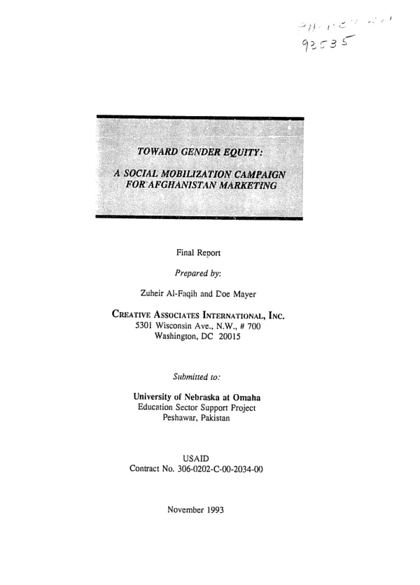 AID contract no. AID/PHA-G-1109 to Accion International to assist LDC organizations in planning and executing employment generating social services activities which benefit the urban and rural poor of Latin America