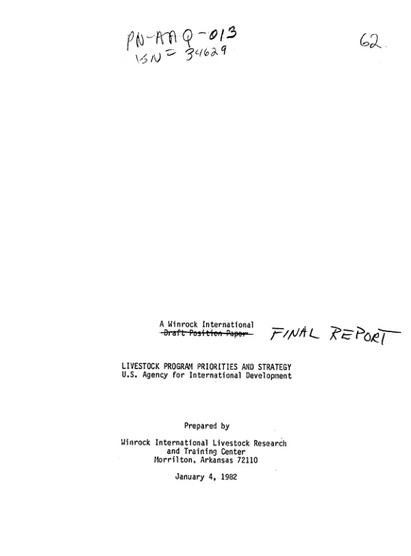 Evaluation of the natural resources available for agricultural production and development in the tropics and sub-tropics