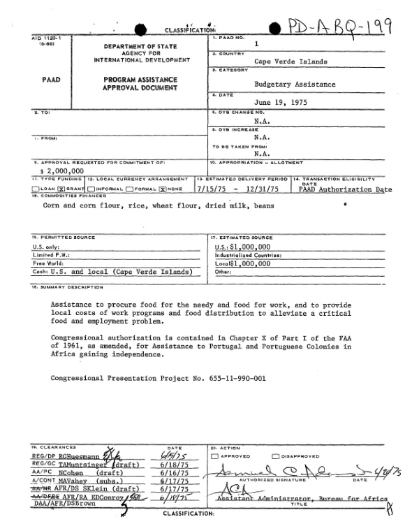Cape Verde Islands : program assistance approval document