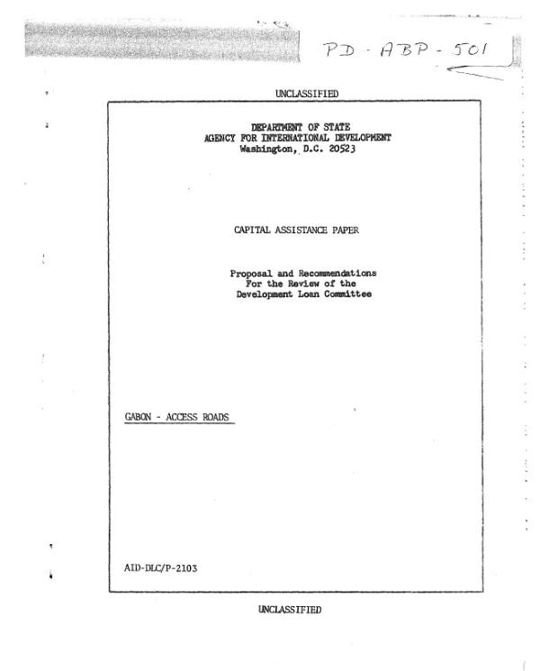 Gabon : access roads -- capital assistance paper