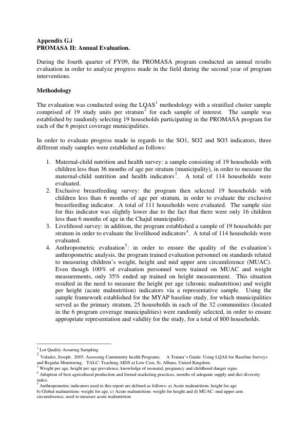 PROMASA II : annual evaluation